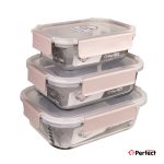 سرویس 3 پارچه مستطیل ظرف نگهدارنده perfecthome