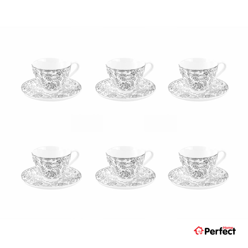 ست فنجان و نعلبکی 12 پارچه گلدکیش مدل ماندانا کد 17-GK701108-طوسی