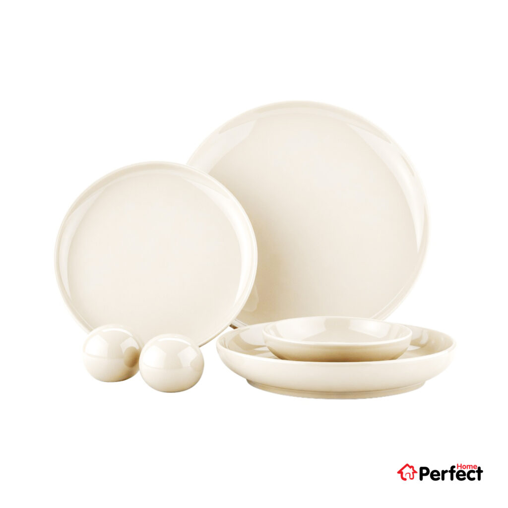 سرویس غذاخوری 18 پارچه گلدکیش مدل آتوساGK748401 استخوانی (کرم براق)