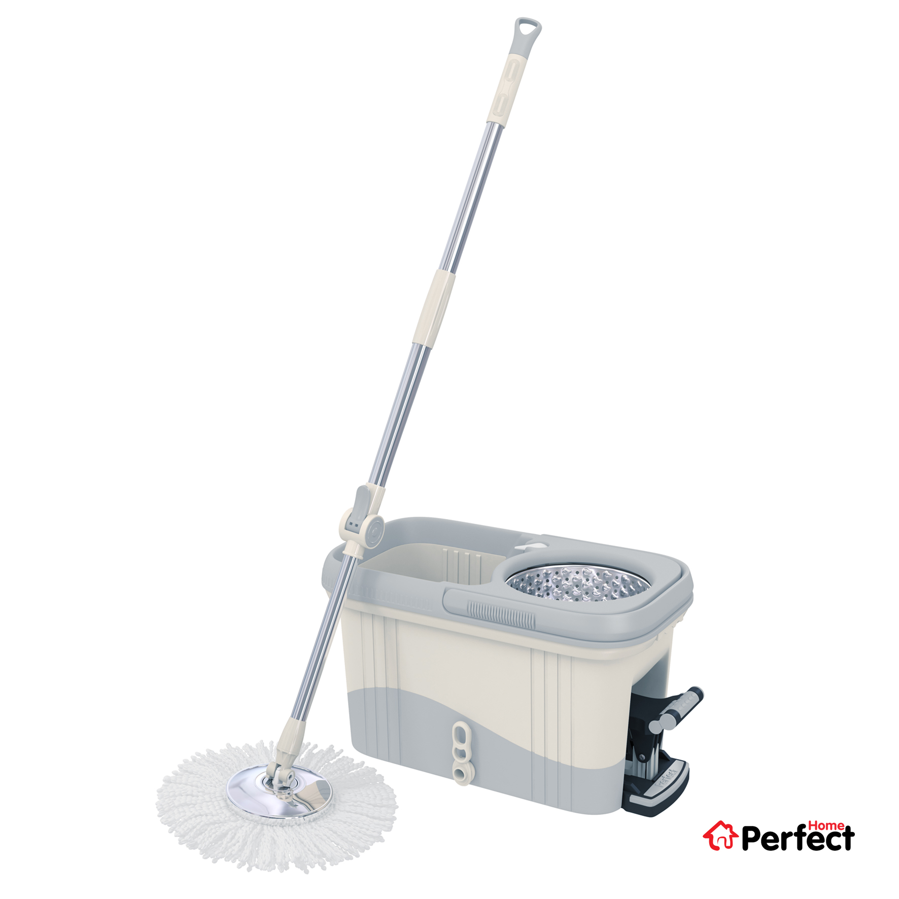 زمین-شوی-کرم-طوسی-روشن-چرخشی-پرفکت-هوم سطل و زمین شوی چرخشی پدالی Perfecthome