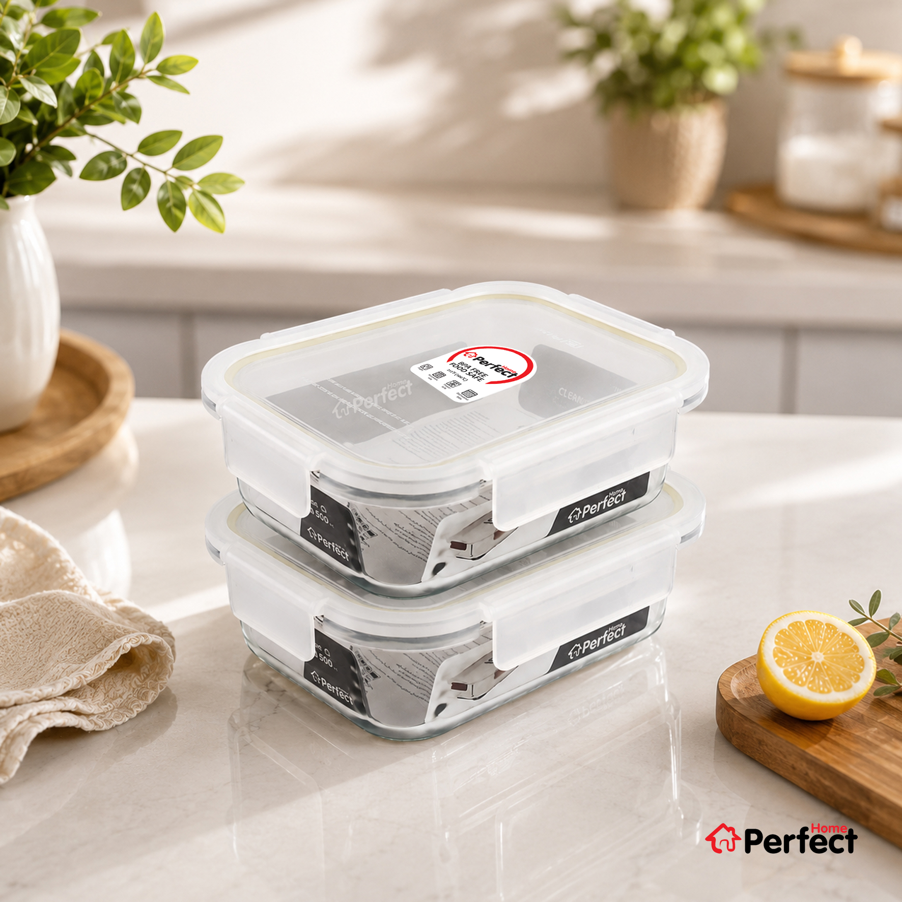 5415-2-1 ظرف نگهدارنده Perfecthome مدل 2-P5415 حجم 1500ml مجموعه دو عددی