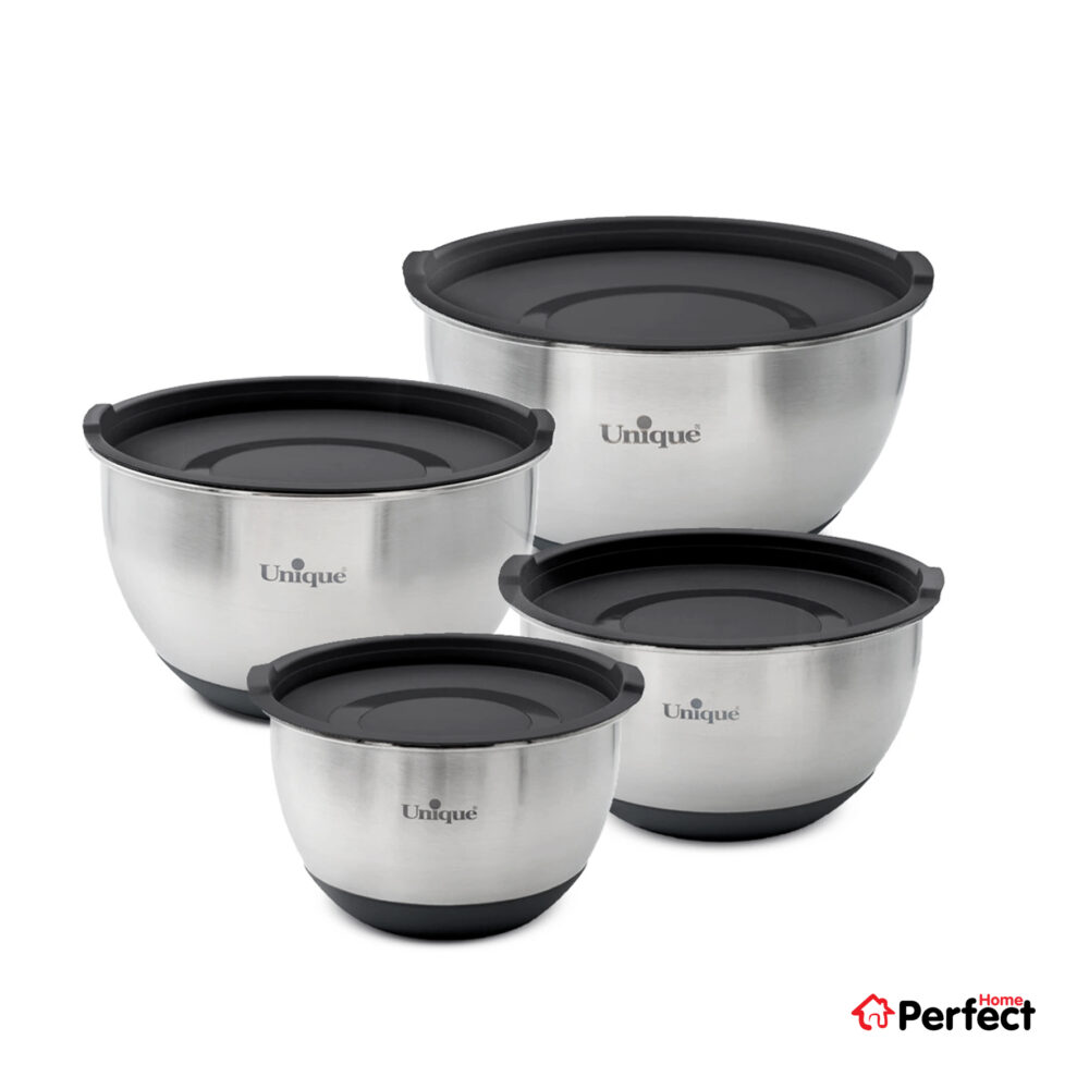 سرویس لگن 4 پارچ استیل درب دار یونیک کد 4092