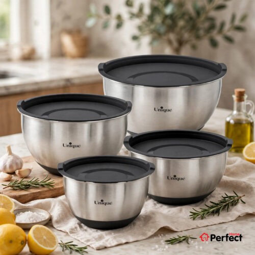 سرویس لگن 4 پارچ استیل درب دار یونیک کد 4092
